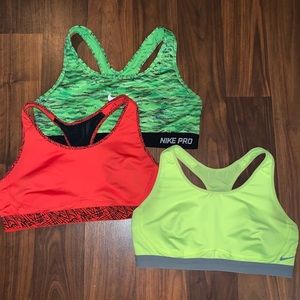Three medium-high support sports Nike sports bras